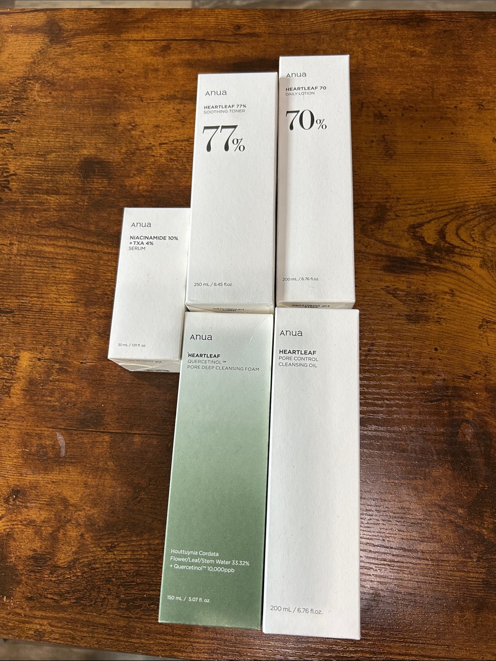 ANUA SET serum, toner, pore deep cleansing foam, daily lotion, pore control oil